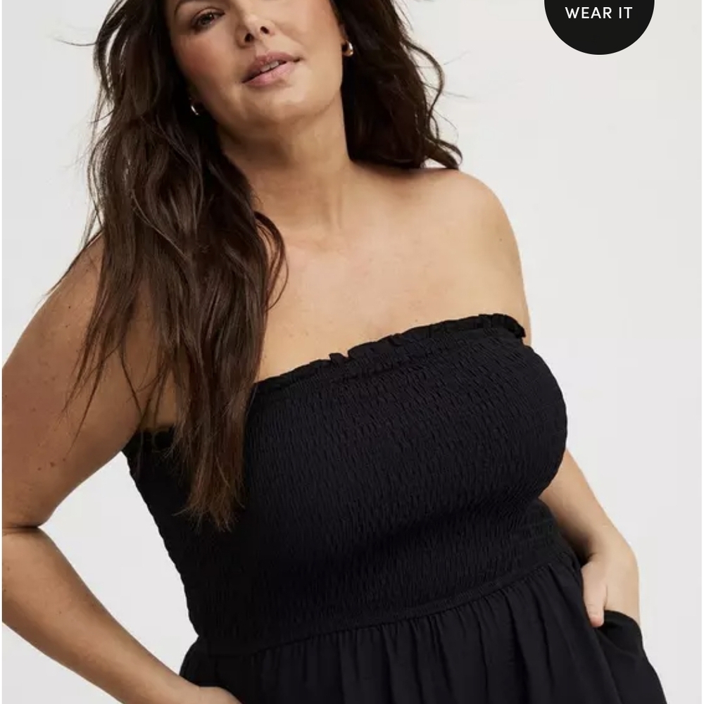 64. Black Strapless Jumpsuit - Picture 2 of 7